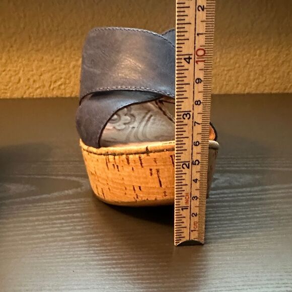 Born Women's Blue Leather Wedge Comfort Sandals Size 6 - Picture 6 of 7